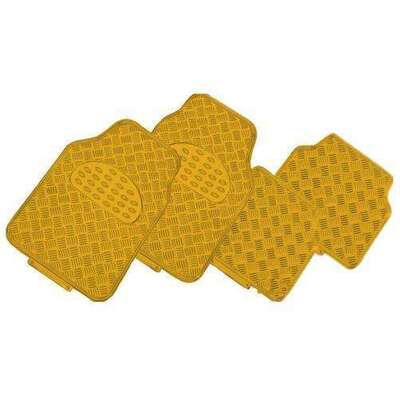 4-Piece Car Mat - Gold [Rubber/Aluminium Look]