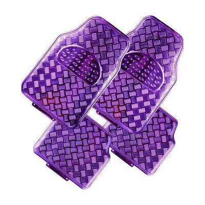 4-Piece Car Mat - Purple [Rubber/Aluminium Look]