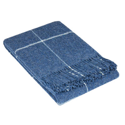 Navy Wool Throw Blanket 