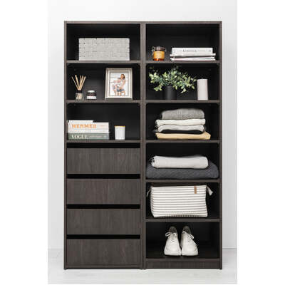 Three Shelf/Four Drawer Built In Wardrobe - Classic - Nordic Ash