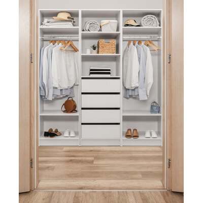 Three Shelf/Four Drawer Walk In Wardrobe - Fluted