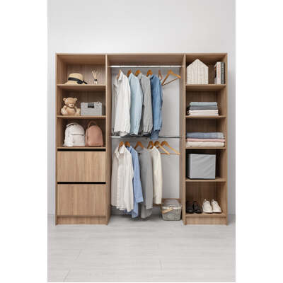 2M Walk In Wardrobe Kit - Classic - Natural Oak