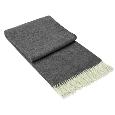 Hampton Throw - Merino Wool Blend - Dark Grey