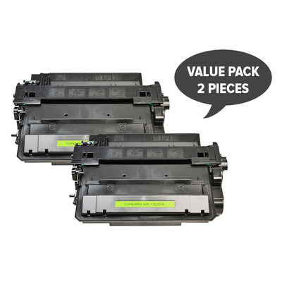 Hp Compatible 2 X Ce255X #55X Black Compatible Laser Toner