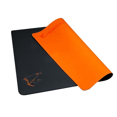 Gigabyte AORUS AMP500 Hybrid Gaming Mouse Pad Fabric Black Surface Organse Silicon Base Heat Molding Edge Spill-Resistant Washable 430x370x1.8mm