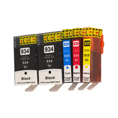 Hp Compatible 934Xl Series Compatible Inkjet Cartridge Set Plus Extra Black (5 Cartridges)