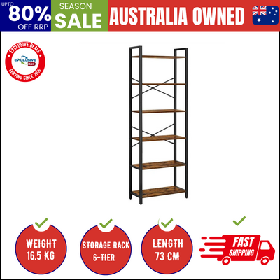 6-Tier Storage Rack With Industrial Style Steel Frame  Rustic Brown And Black, 186 Cm High