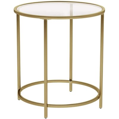 Gold Round Side Table With Golden Metal Frame Robust And Stable