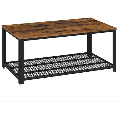 Coffee Table with Metal Frame Storage Shelf Rustic Brown