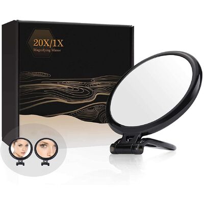 20X Magnifying Hand Mirror For Makeup, Tweezing, And Blemish Removal (12.5 Cm Black)