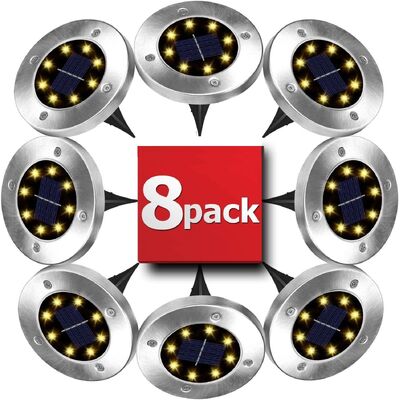 8 Pack Led Solar Pathway Lights Outdoor Solar Ground Lights (Warm White)