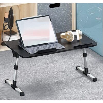 Large Size Folding and Adjustable Laptop Bed Tray Table Black