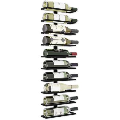 Metal Wall Mount Wine Rack For Wine Bottles, Liquor, Champagne (Holds 10 Bottles)