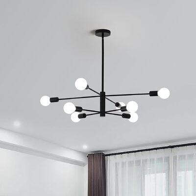 Black Modern Sputnik Chandelier 8 Light