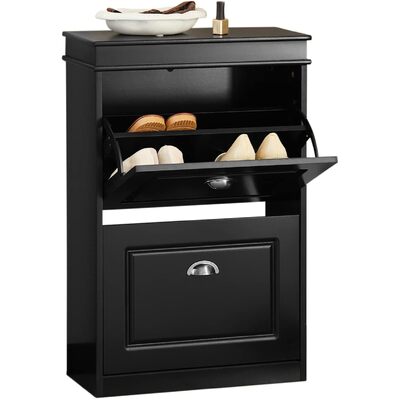 Shoe Cabinet 2 Drawers Storage Cupboard Black