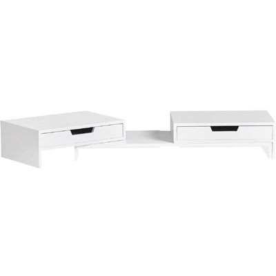 White Monitor Stand with Drawers