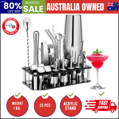 Cocktail Shaker Set Boston 23-Piece Stainless Steel, Bar Tools For Drink Mixing