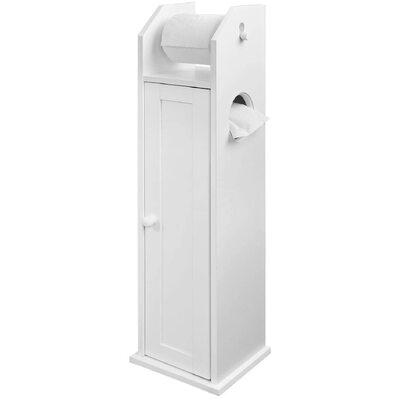 Toilet Paper Holder with Storage, Freestanding Cabinet, Toilet Brush Holder and Toilet Paper Dispenser