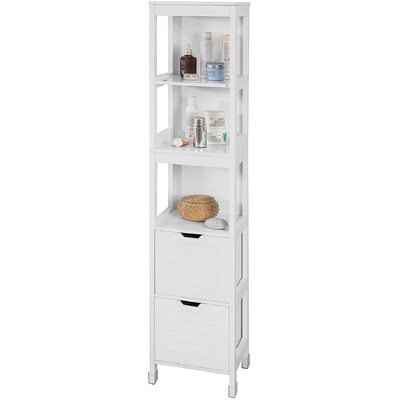 Freestanding Tall Cabinet with Standing Shelves and Drawers