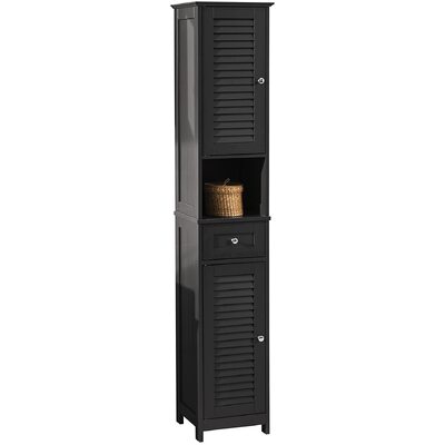 Freestanding Tall Bathroom Cabinet 170 X 32 X 30 Cm (Black)