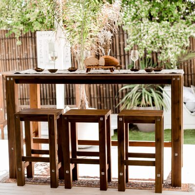 Sturdy Bar Table & Stool Set - Natural