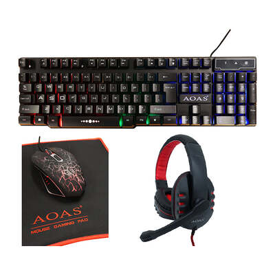 Rgb Four Piece Gaming Set Keyboard Mouse Pad Headphones S750