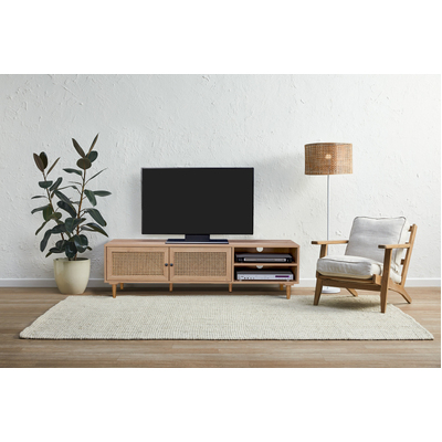 Natura Rattan TV Stand Entertainment Unit With 2 Doors & Shelves