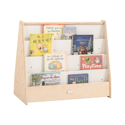 Kids 4 Tier Wooden Display Bookcase With White Board And Storage