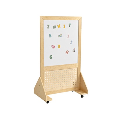 Magnetic Mobile Discover Whiteboard with Pegboard - H140cm