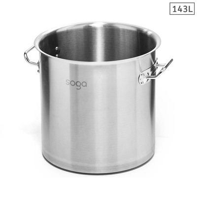 Stock Pot 143L Top Grade Thick Stainless Steel Stockpot 18/10 Without Lid