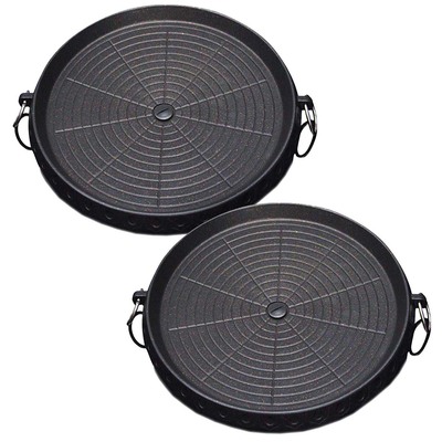 2X Portable Korean Bbq Butane Gas Stove Stone Grill Plate Non Stick Coated Round