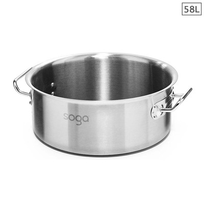 Stock Pot 58L Top Grade Thick Stainless Steel Stockpot 18/10 Without Lid