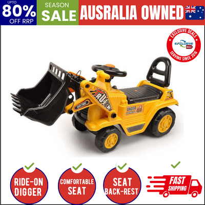 Ride-On Children'S Digger (Yellow) W/ Interactive Gear Stick & Scoop