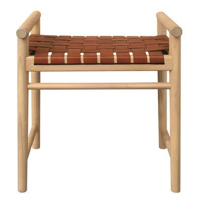 Single Seater Bench with Leather (Natural)