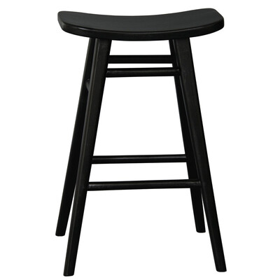 Oval Solid Timber Counter Stool (Black)