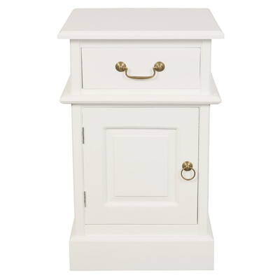 1 Solid Door 1 Drawer Bedside (White)