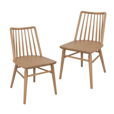 Modern Solid Oak Dining Chair - Set of 2 (Natural)