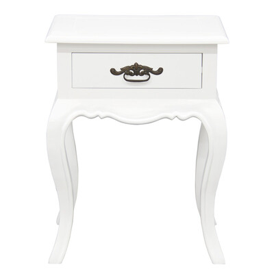 French Provincial 1 Drawer Lamp Table (White)