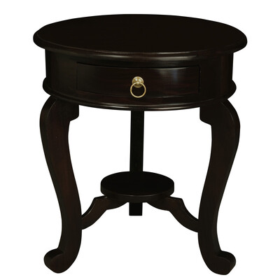 Round Leg 1 Drawer Lamp Table (Chocolate)