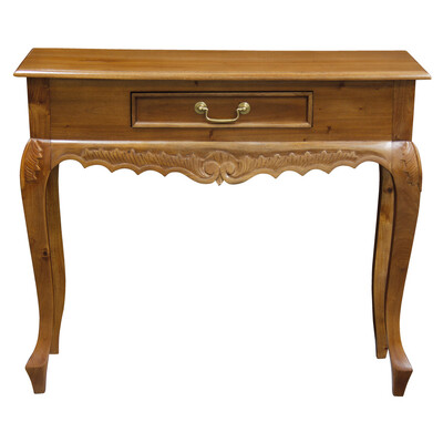 Carved 1 Drawer Sofa Table (Light Pecan)