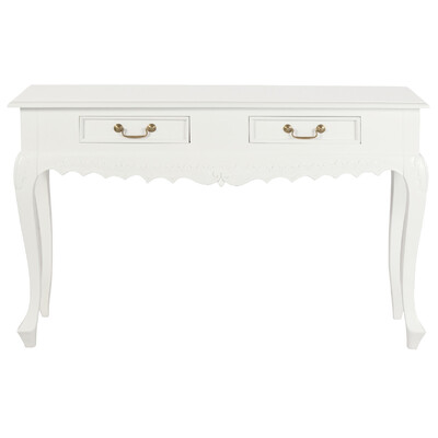 Seine 2 Drawer Carved Sofa Table (White)