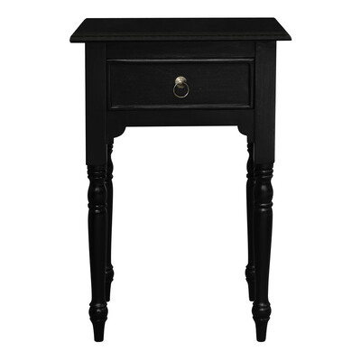 Turn Leg 1 Drawer Side Table  (Black)