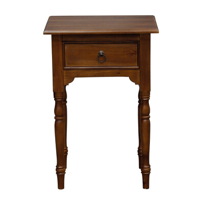 Turn Leg 1 Drawer Side Table (Mahogany)