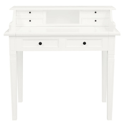 Winston 6 Drawer Solid Timber Writing Desk (White)