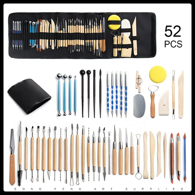 52Pcs Pottery Ceramic Tools Kit Sculpting Carving Modelling Diy