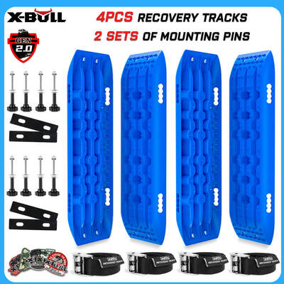 4X4 Recovery tracks 10T 2 Pairs/ Sand tracks/ Mud tracks/  Mounting Bolts Pins Gen 2.0 -Blue