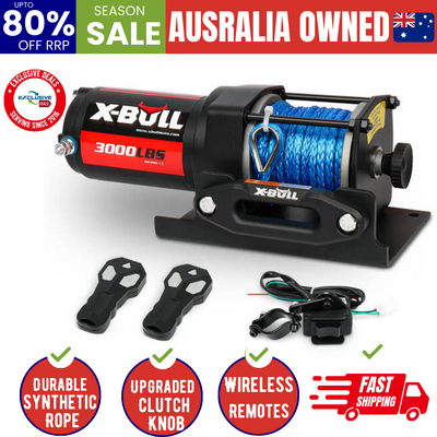 3000Lb 12V Electric Winch Boat & Atv Synthetic Rope