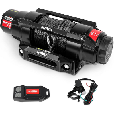 Heavy-Duty 6000lbs Electric Winch - 12V Synthetic Rope