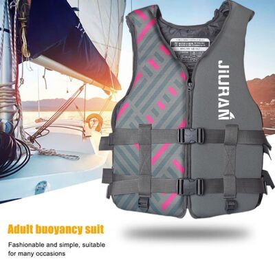 Life Jacket For Unisex Adjustable Safety Breathable Life Vest(Grey-Xl)