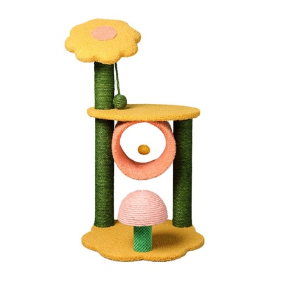 90Cm Sunflower Plush Scratching Post Cat Tree